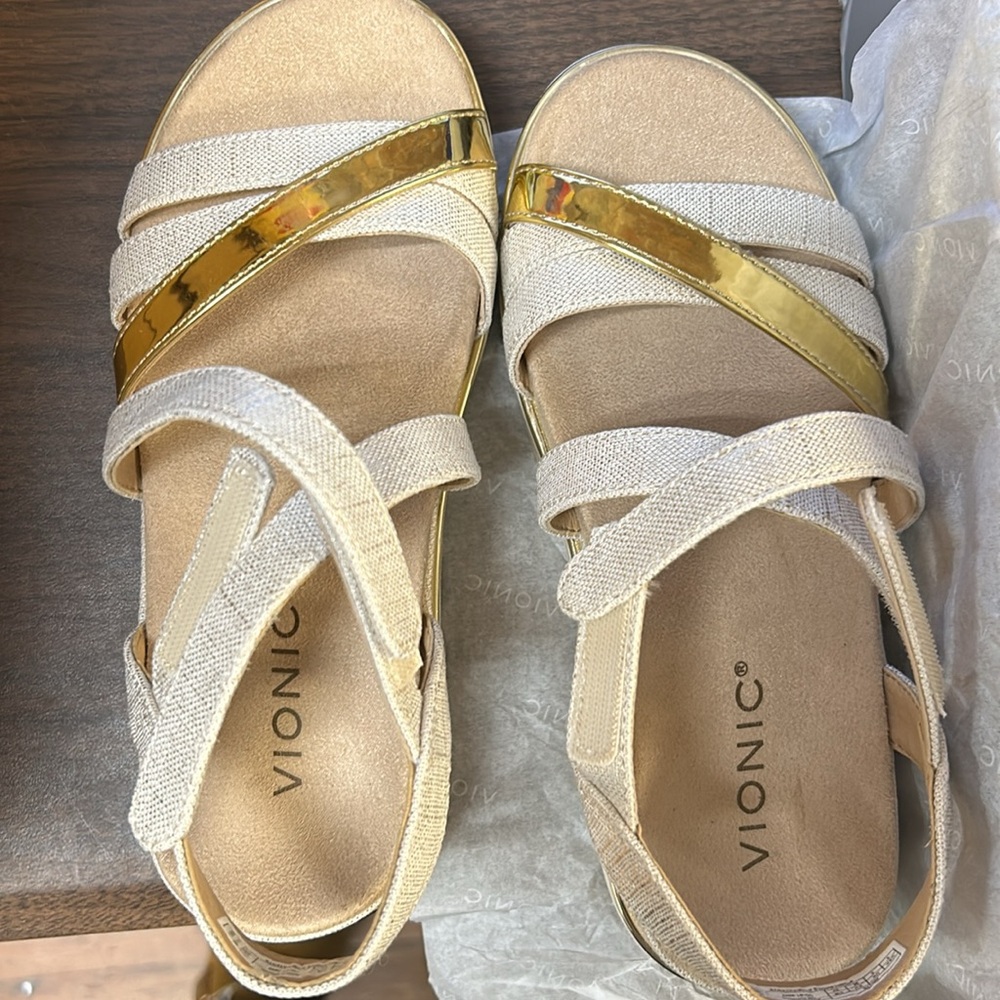 Vionic Kellyn Metallic Slingback Wedge Sandals - image 3